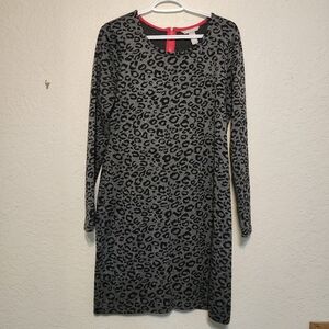 BANANA REPUBLIC Leopard Print Long Sleeve Midi Dress Size 14